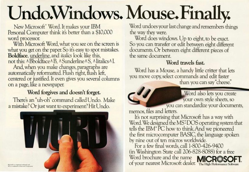 Magazine advertisement for Microsoft Word.